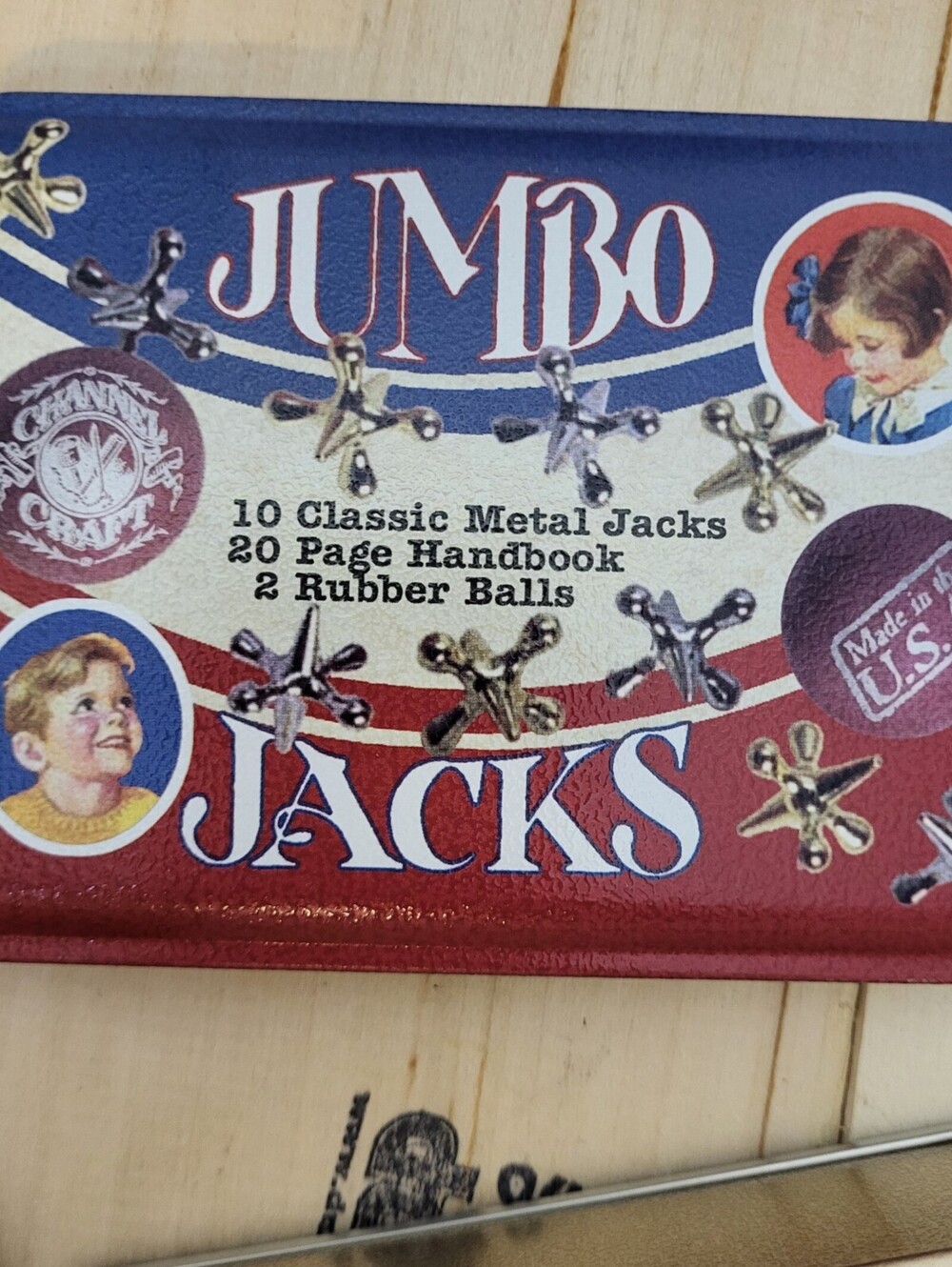 Channel Craft Jumbo Jacks Tin Game Set Complete Made in USA Metal Jacks